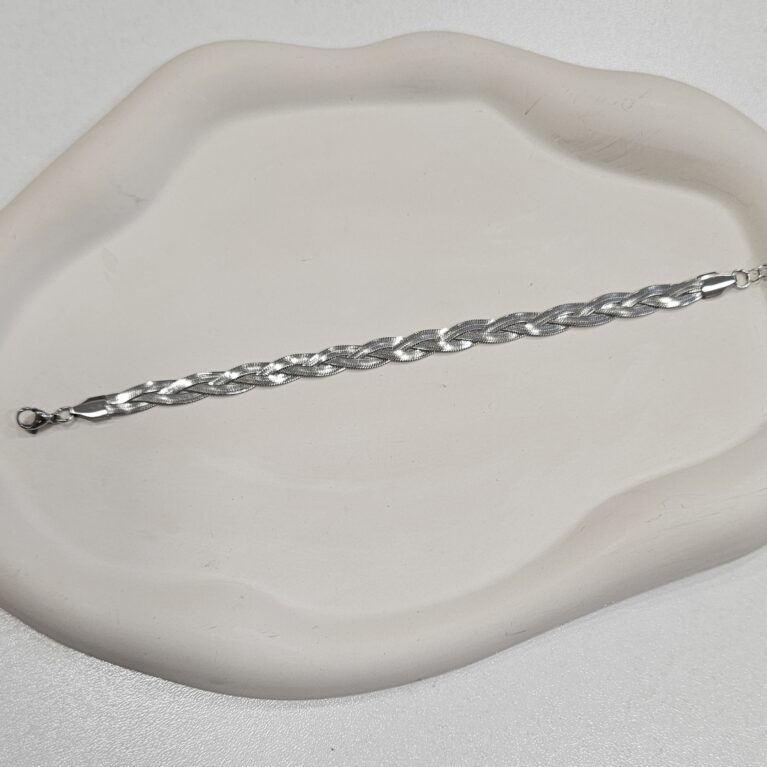 Βραχιόλι τριπλό ανοξείδωτο ατσάλι επιπλατινωμένο v100