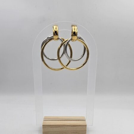 Σκουλαρίκι ανοξείδωτο ατσάλι 5x3.8 επιπλατινωμένο και επιχρυσωμένο sk120