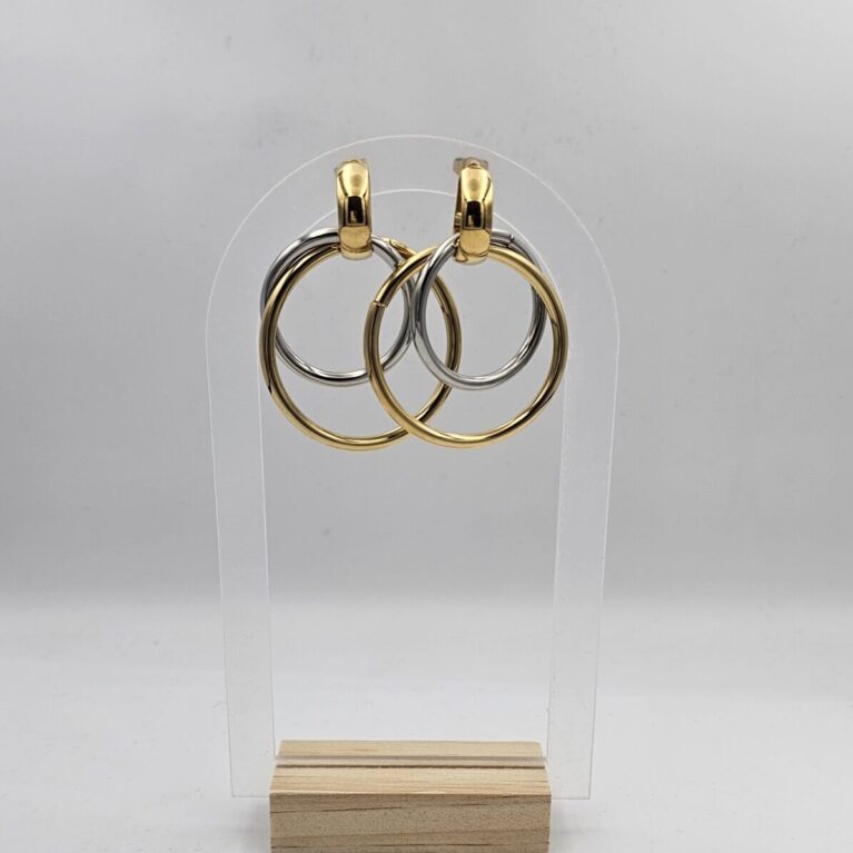 Σκουλαρίκι ανοξείδωτο ατσάλι 5x3.8 επιπλατινωμένο και επιχρυσωμένο sk120