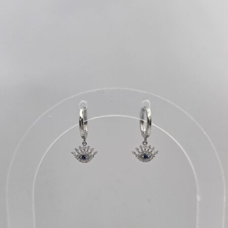 Σκουλαρίκι ορείχαλκος μάτι επιπλατινωμένο sk109