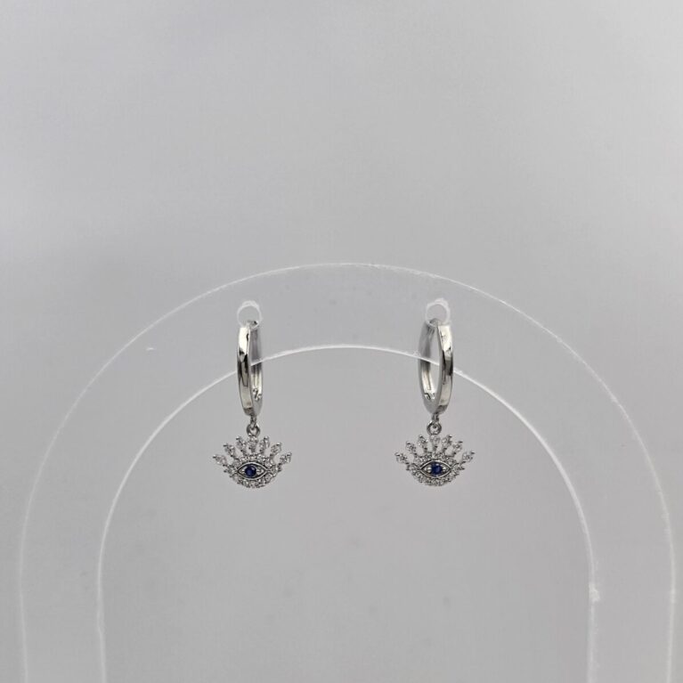 Σκουλαρίκι ορείχαλκος μάτι επιπλατινωμένο sk109