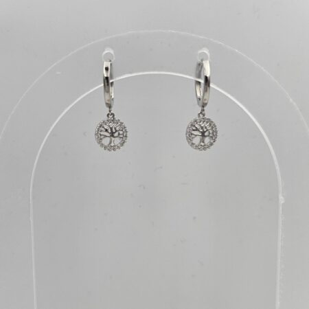 Σκουλαρίκι ορείχαλκος δέντρο ζωής επιπλατινωμένο sk115