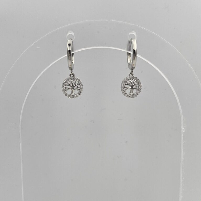 Σκουλαρίκι ορείχαλκος δέντρο ζωής επιπλατινωμένο sk115