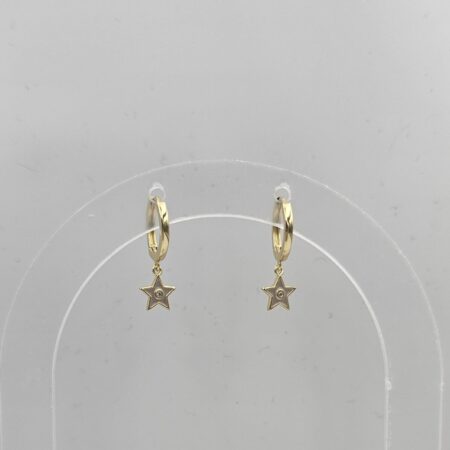 Σκουλαρίκι ορείχαλκος αστέρι με μπεζ σμάλτο επιχρυσωμένο sk111