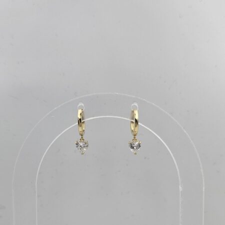 Σκουλαρίκι ορείχαλκος ζιργκόν καρδιά επιχρυσωμένο και επιπλατινωμένο sk102