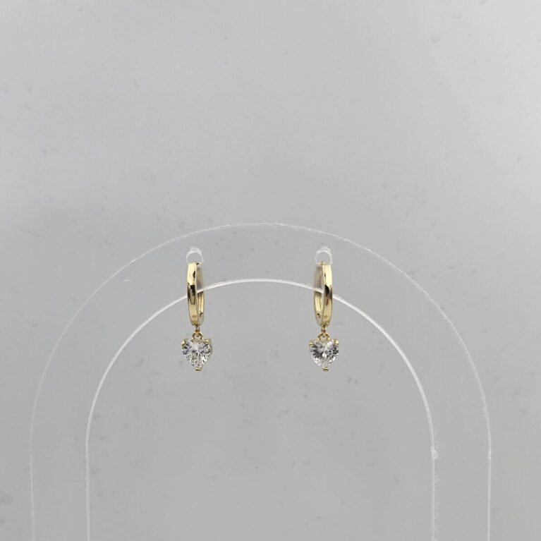 Σκουλαρίκι ορείχαλκος ζιργκόν καρδιά επιχρυσωμένο και επιπλατινωμένο sk102