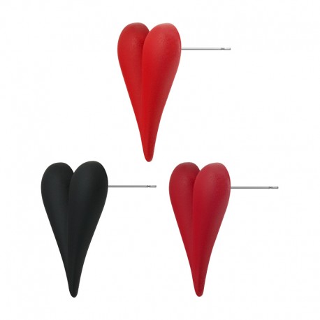 Ακρυλικό σκουλαρίκι καρδιά με επικάλυψη καουτσούκ 20x25mm sk125