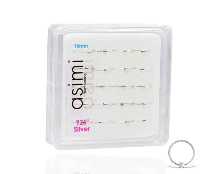Ασημένιος κρίκος μύτης μπίλια 10mm m04