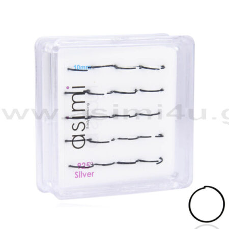 Ασημένιος μαύρος κρίκος μύτης 0,6x10mm m06