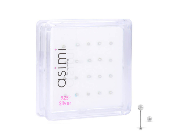 Ασημένιο σκουλαρίκι μύτης πέρλα 2.00mm m11