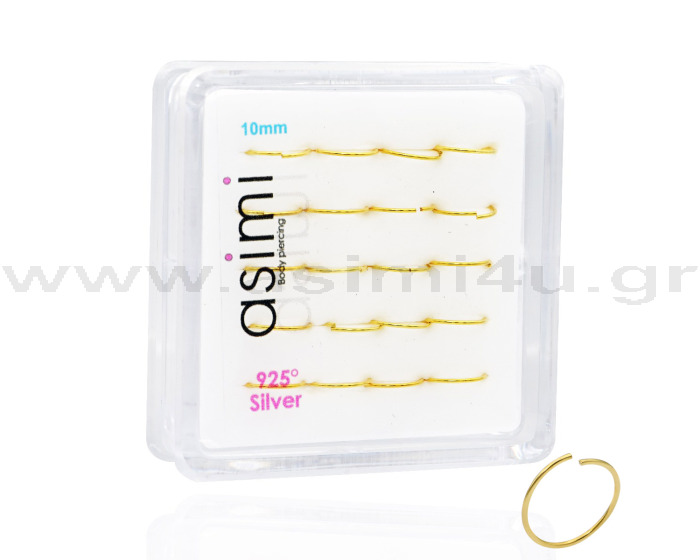 Ασημένιος κρίκος μύτης επίχρυσος 0.6x10mm m07