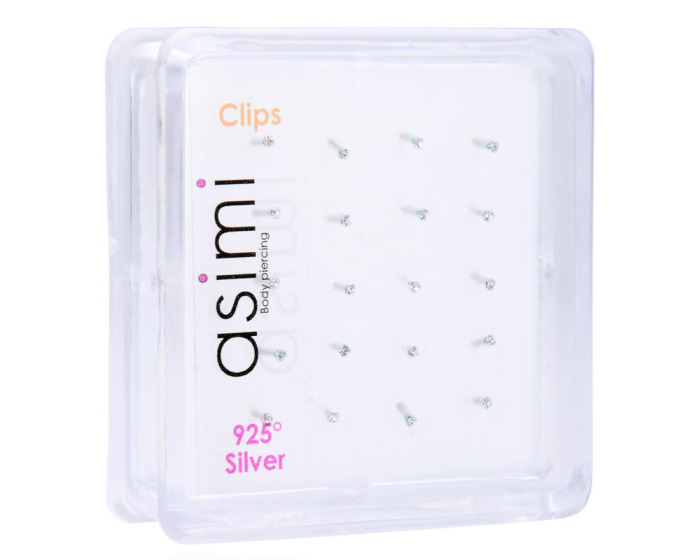 Ασημένιο σκουλαρίκι μύτης 1.2mm 4 γατζάκια m10