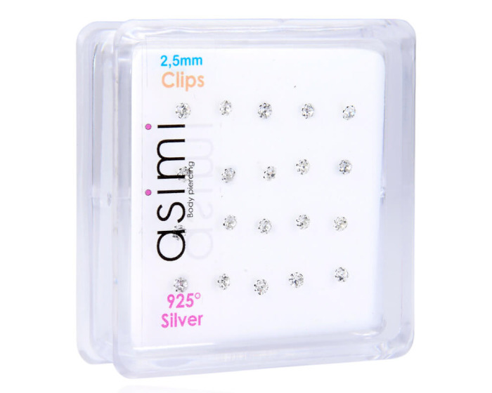 Ασημένιο σκουλαρίκι μύτης 2.5mm με γατζάκια m09