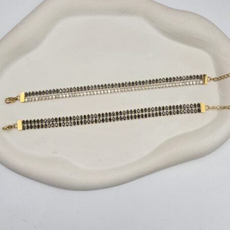 Βραχιόλι διπλό με στρας ανοξείδωτο ατσάλι επιχρυσωμένο v105