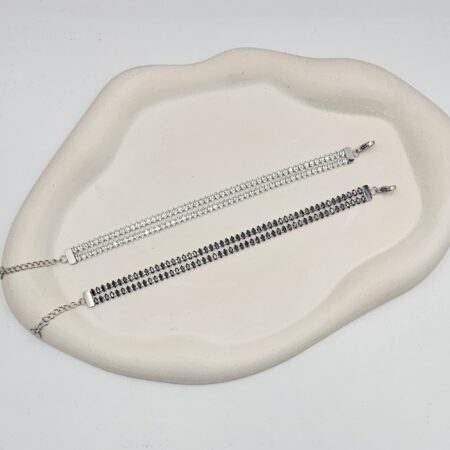 Βραχιόλι διπλό με στρας ανοξείδωτο ατσάλι επιπλατινωμένο v104