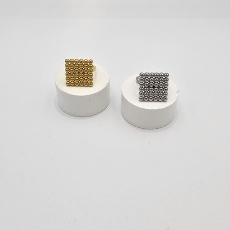 Δαχτυλίδι ανοξείδωτο ατσάλι επιχρυσωμένο και επιπλατινωμένο τετράγωνο d39