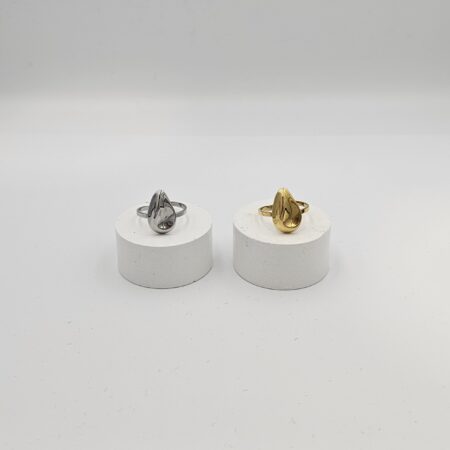 Δαχτυλίδι δάκρυ ανοξείδωτο ατσάλι επιπλατινωμένο και επιχρυσωμένο d47