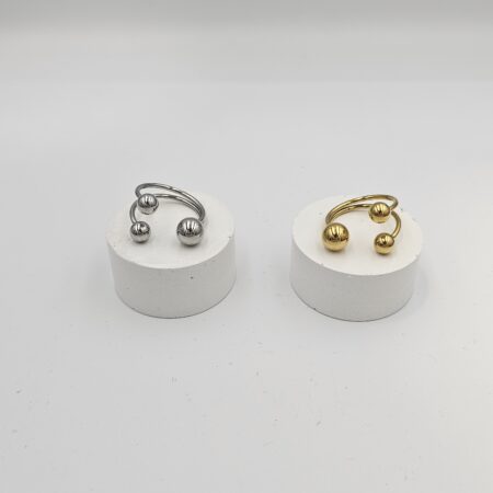 Δαχτυλίδι μπίλιες ανοξείδωτο ατσάλι επιπλατινωμένο και επιχρυσωμένο d61