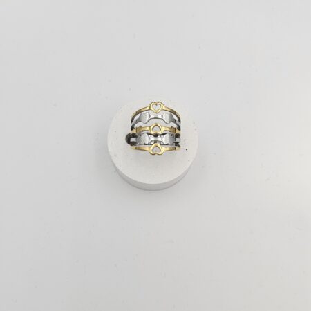 Δαχτυλίδι ανοξείδωτο ατσάλι καρδιές επιπλατινωμένο και επιχρυσωμένο d82