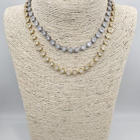 Κολιέ ριβιέρα ανοξείδωτο ατσάλι επιχρυσωμένο και επιπλατινωμένο k160