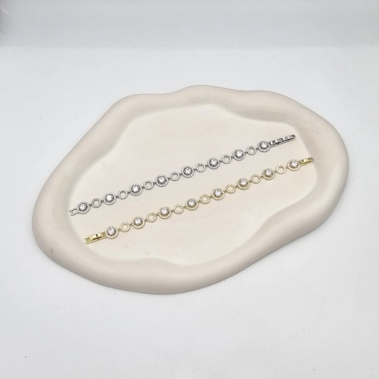 Βραχιόλι κύκλοι με στρας ανοξείδωτο ατσάλι επιπλατινωμένο και επιχρυσωμένο v113