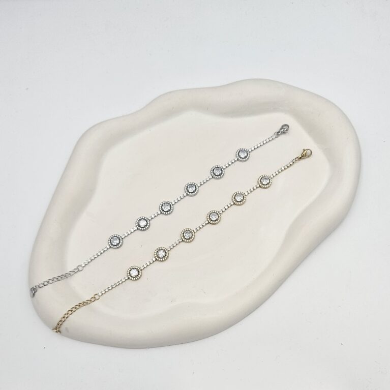 Bραχιόλι κύκλοι με στρας ανοξείδωτο ατσάλι επιπλατινωμένο και επιχρυσωμένο v112