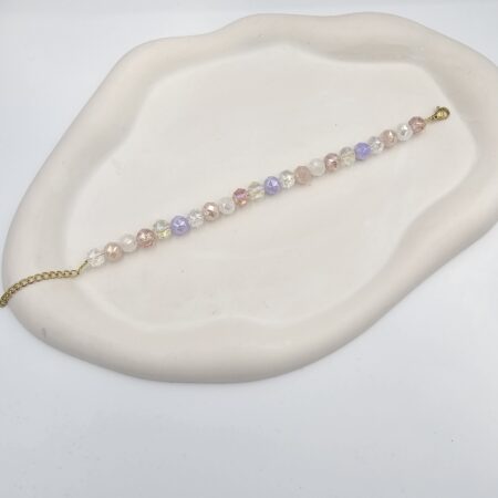 Βραχιόλι με κρύσταλλα και επιχρυσωμένη και επιπλατινωμένη αλυσίδα v110