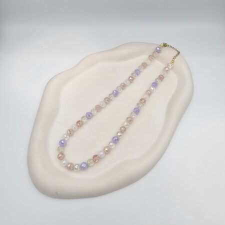 Κολιέ με κρύσταλλα και επιχρυσωμένη και επιπλατινωμένη αλυσίδα k152