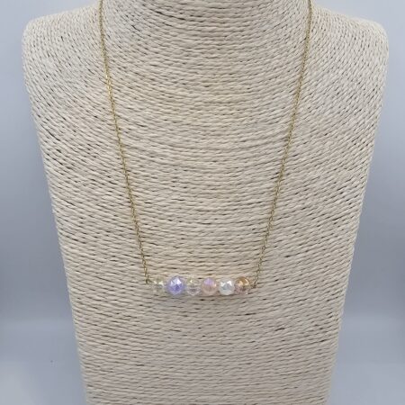 Κολιέ με κρύσταλλα και επιχρυσωμένη και επιπλατινωμένη αλυσίδα k153