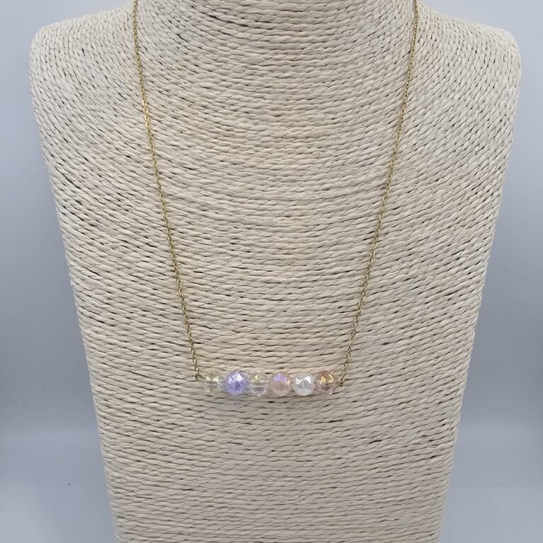 Κολιέ με κρύσταλλα και επιχρυσωμένη και επιπλατινωμένη αλυσίδα k153