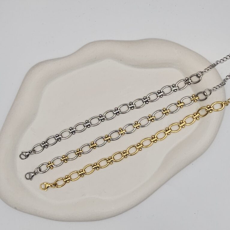 Bραχιόλι ανοξείδωτο ατσάλι επιπλατινωμένο και επιχρυσωμένο v119