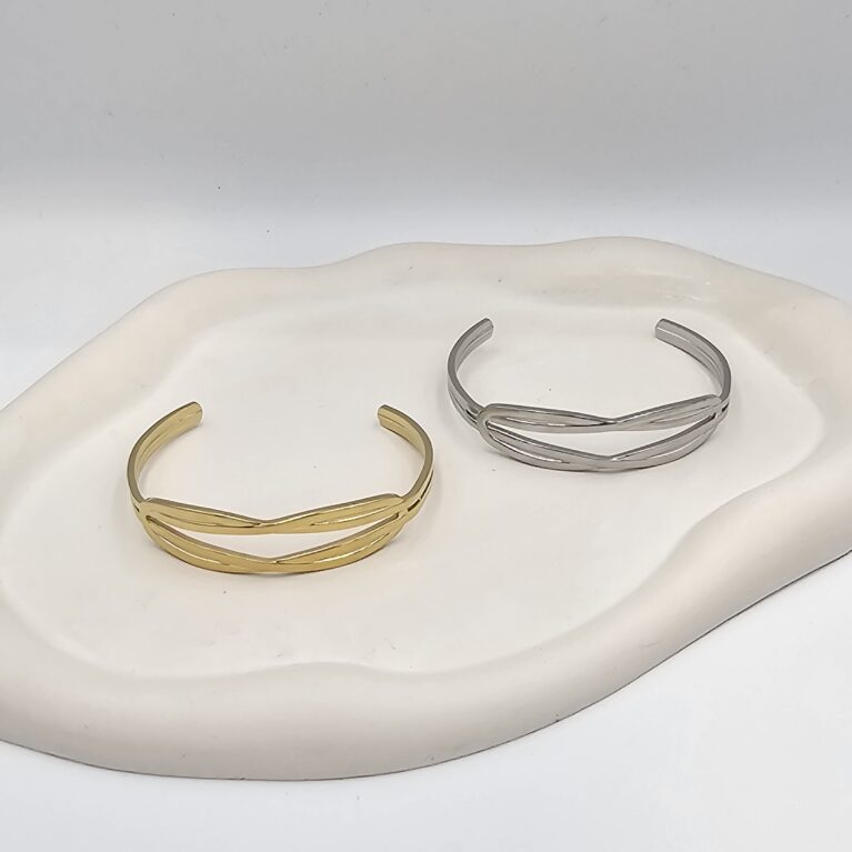 Bραχιόλι ανοξείδωτο ατσάλι επιπλατινωμένο και επιχρυσωμένο v120