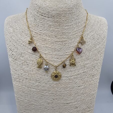 Κολιέ με charms ανοξείδωτο ατσάλι επιχρυσωμένο k155