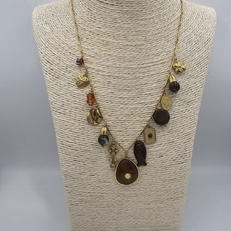 Κολιέ με charms ανοξείδωτο ατσάλι επιχρυσωμένο k154