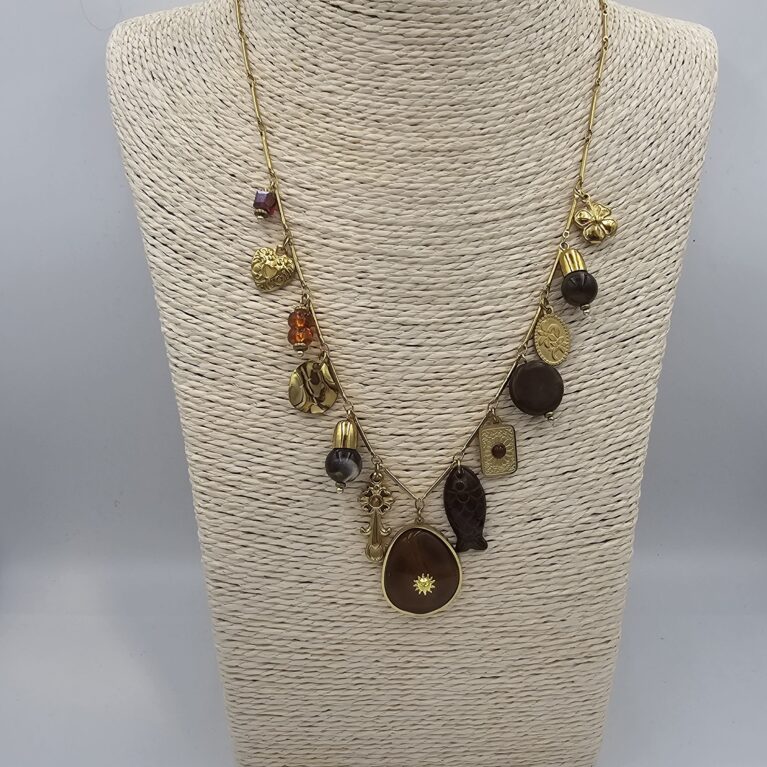 Κολιέ με charms ανοξείδωτο ατσάλι επιχρυσωμένο k154