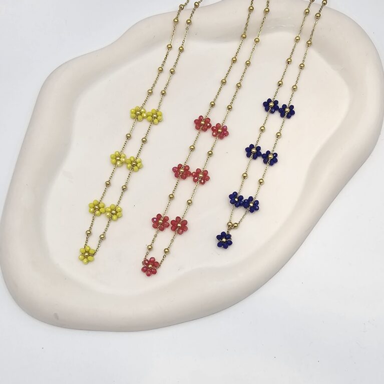 Κολιέ με λουλουδάκια ανοξείδωτο ατσάλι επιχρυσωμένο k158