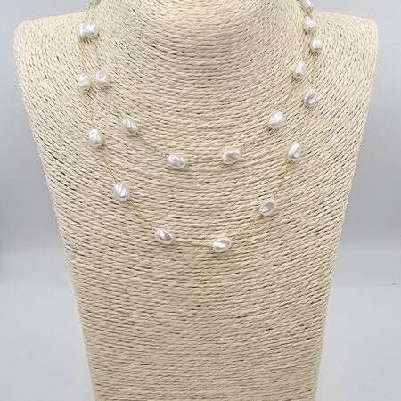 Κολιέ με πέρλες ανοξείδωτο ατσάλι επιχρυσωμένο και επιπλατινωμένο k157