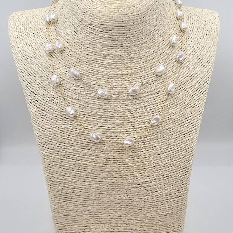 Κολιέ με πέρλες ανοξείδωτο ατσάλι επιχρυσωμένο και επιπλατινωμένο k157