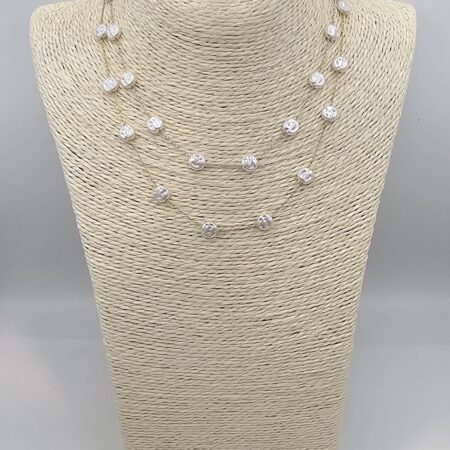 Κολιέ με πέρλες ανοξείδωτο ατσάλι επιχρυσωμένο και επιπλατινωμένο k156