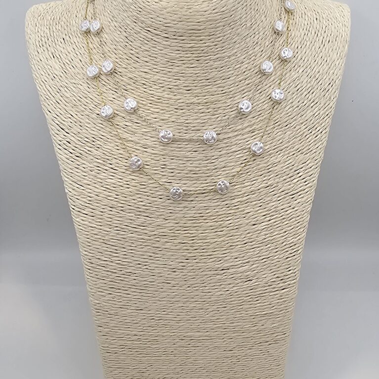 Κολιέ με πέρλες ανοξείδωτο ατσάλι επιχρυσωμένο και επιπλατινωμένο k156