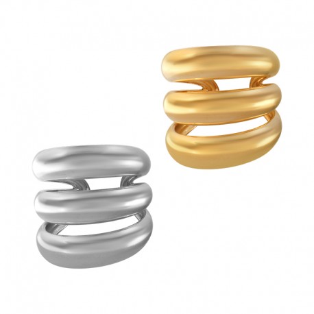 Δαχτυλίδι γραμμές ανοξείδωτο ατσάλι επιπλατινωμένο και επιχρυσωμένο d107